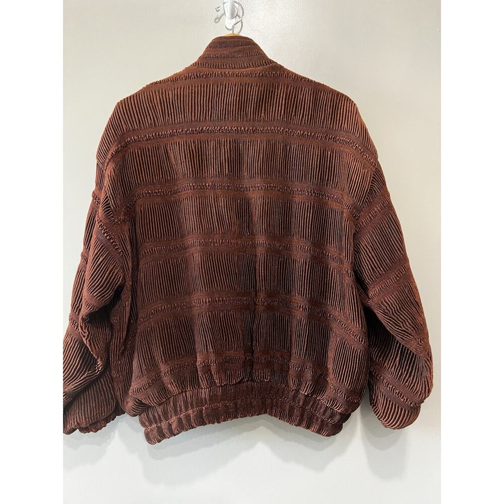 Vtg Copper color Avant garde Bomber textured Lightweight Unisex Jacket Sz 4=M/XL - Picture 4 of 10